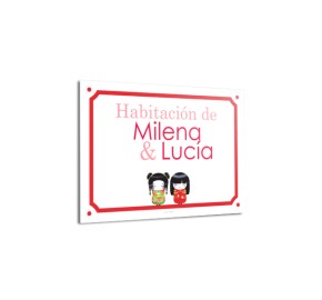 placas de puerta duo kokeshi