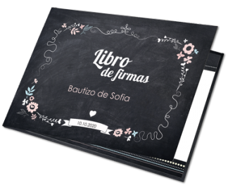 Libro de firmas bautizo y arabescos en flor